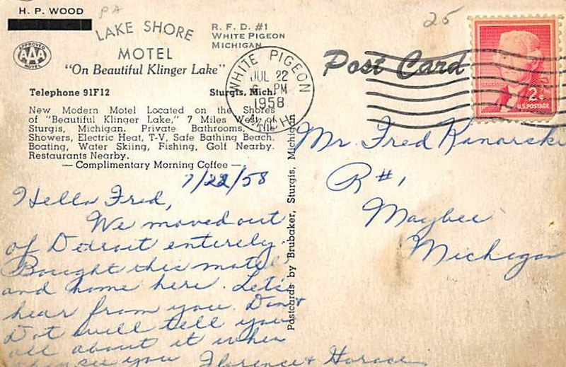 Lake Shore Motel - Vintage Postcard